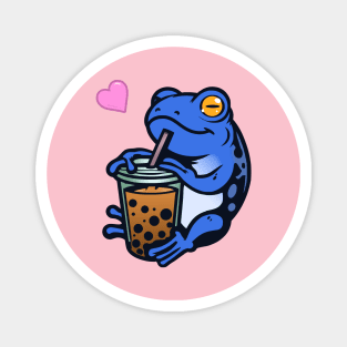 Boba Tea Frog - Blue Magnet